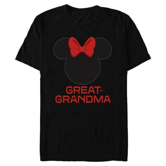 Disney Minnie Mouse Great-Grandma Red Bow Mother’s Day - Short Sleeve Blended T-Shirt for Adults - Customized-Black