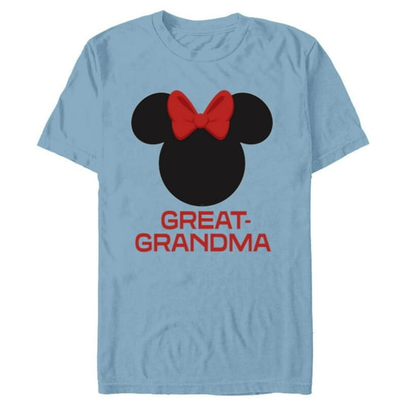Disney Minnie Mouse Great-Grandma Red Bow Mother’s Day - Short Sleeve Blended T-Shirt for Adults - Customized-Ocean Blue