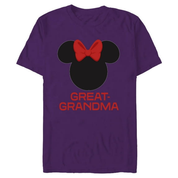 Disney Minnie Mouse Great-Grandma Red Bow Mother’s Day - Short Sleeve Blended T-Shirt for Adults - Customized-Purple