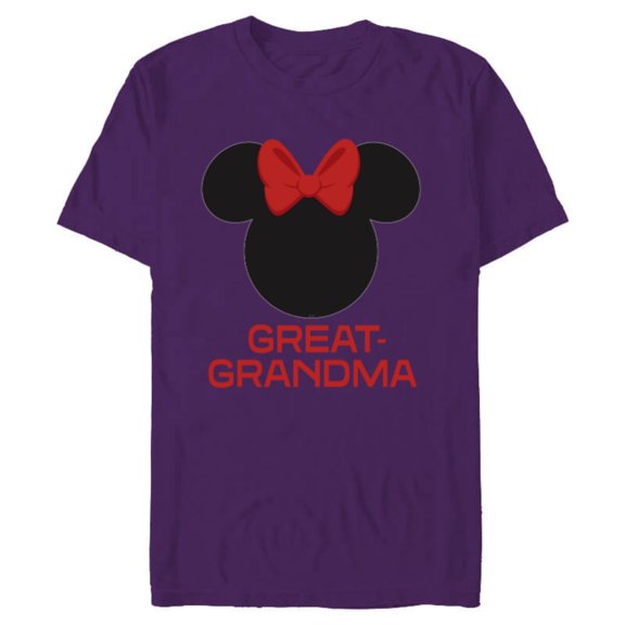 Disney Minnie Mouse Great-Grandma Red Bow Mother’s Day - Short Sleeve Blended T-Shirt for Adults - Customized-Purple
