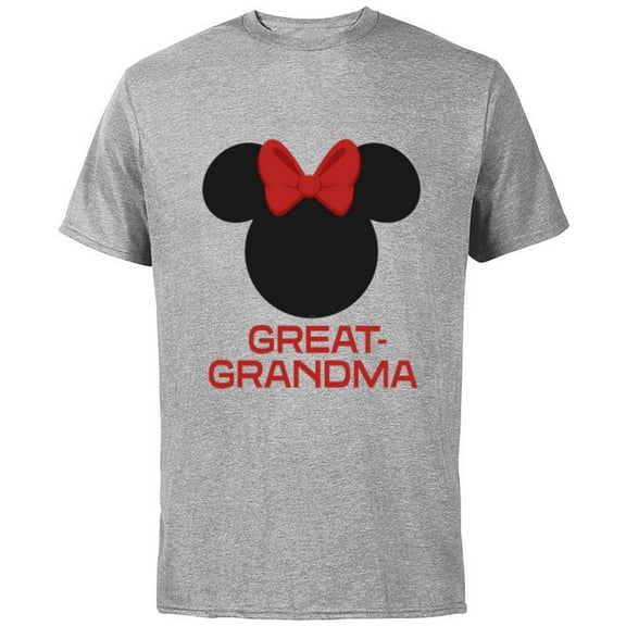 Disney Minnie Mouse Great-Grandma Red Bow Mother’s Day - Short Sleeve Cotton T-Shirt for Adults - Customized-Athletic Heather