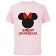 thumbnail image 1 of Disney Minnie Mouse Great-Grandma Red Bow Mother’s Day - Short Sleeve Cotton T-Shirt for Adults - Customized-Soft Pink, 1 of 5