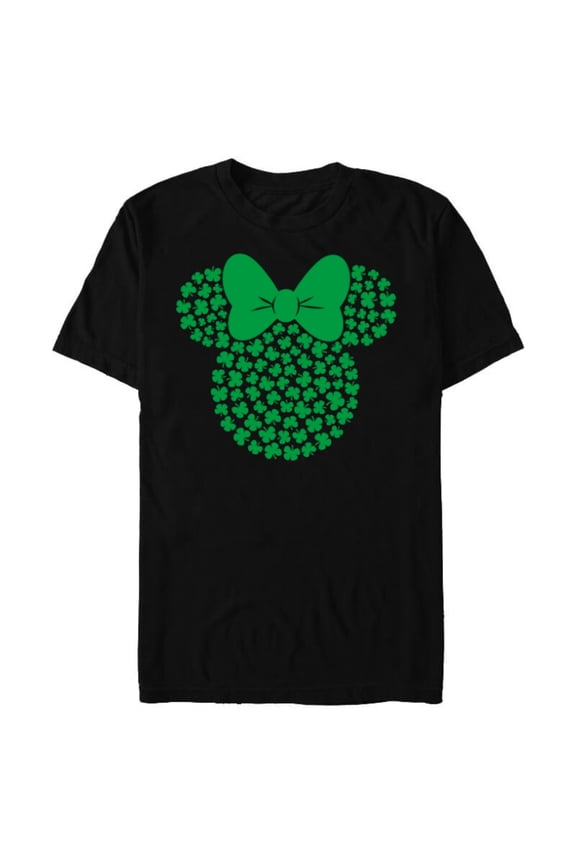 Minnie Mouse Green 4-Leaf Clovers St. Patrick's Day - Short Sleeve Blended T-Shirt for Adults - Customized-Black