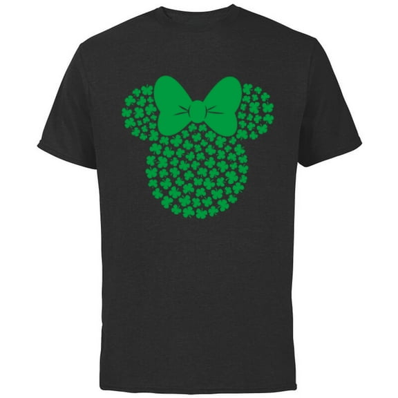 Disney Minnie Mouse Green 4-Leaf Clovers St. Patrick's Day - Short Sleeve Cotton T-Shirt for Adults - Customized-Black