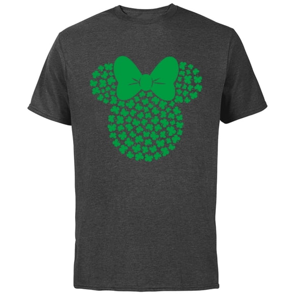 Disney Minnie Mouse Green 4-Leaf Clovers St. Patrick's Day - Short Sleeve Cotton T-Shirt for Adults - Customized-Charcoal