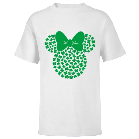 Disney Minnie Mouse Green 4-Leaf Clovers St. Patrick's Day - Short Sleeve T-Shirt for Kids - Customized-White