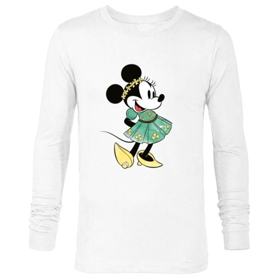 Disney Minnie Mouse Green Irish Costume St. Patrick's Day - Long Sleeve T-Shirt for Men - Customized-White