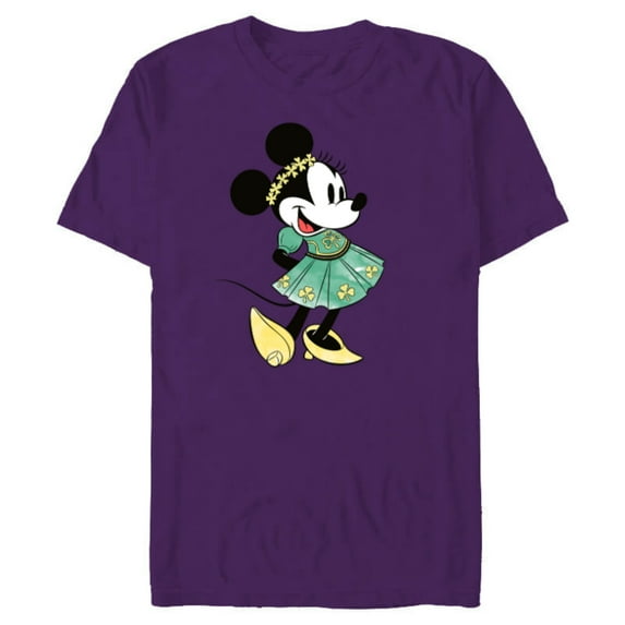 Disney Minnie Mouse Green Irish Costume St. Patrick's Day - Short Sleeve Blended T-Shirt for Adults - Customized-Purple
