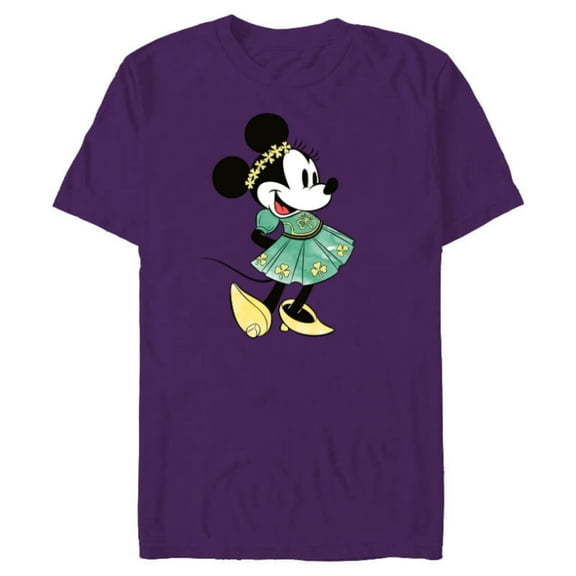 Disney Minnie Mouse Green Irish Costume St. Patrick's Day - Short Sleeve Blended T-Shirt for Adults - Customized-Purple