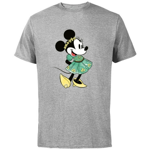 Disney Minnie Mouse Green Irish Costume St. Patrick's Day - Short Sleeve Cotton T-Shirt for Adults - Customized-Athletic Heather