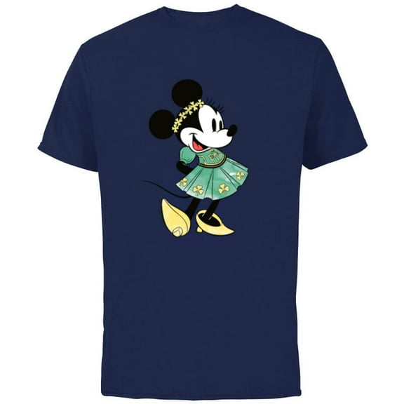 Disney Minnie Mouse Green Irish Costume St. Patrick's Day - Short Sleeve Cotton T-Shirt for Adults - Customized-Navy