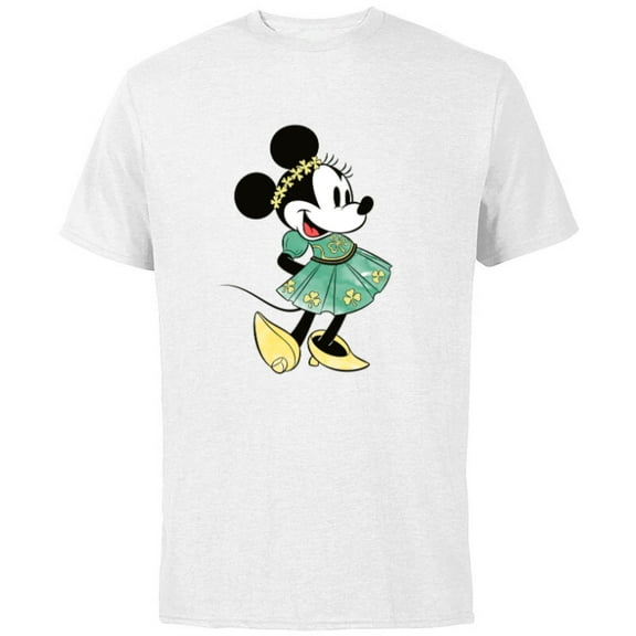 Disney Minnie Mouse Green Irish Costume St. Patrick's Day - Short Sleeve Cotton T-Shirt for Adults - Customized-White