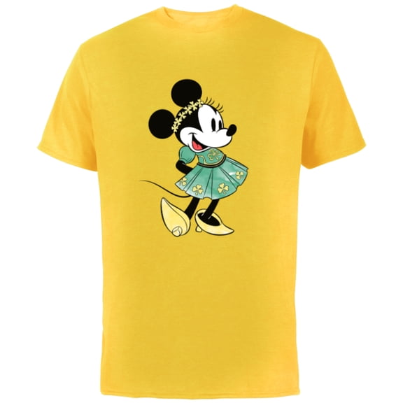 Disney Minnie Mouse Green Irish Costume St. Patrick's Day - Short Sleeve Cotton T-Shirt for Adults - Customized-Yellow
