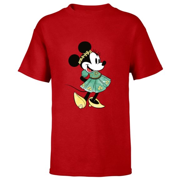 Disney Minnie Mouse Green Irish Costume St. Patrick's Day - Short Sleeve T-Shirt for Kids - Customized-Red