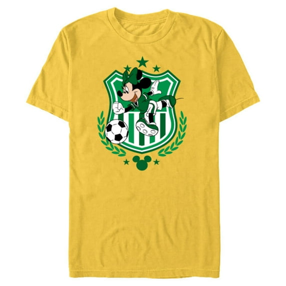Disney Minnie Mouse Green Team Sports Soccer - Short Sleeve Blended T-Shirt for Adults - Customized-Yellow