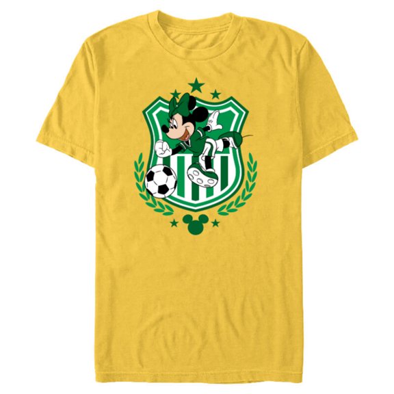 Disney Minnie Mouse Green Team Sports Soccer - Short Sleeve Blended T-Shirt for Adults - Customized-Yellow