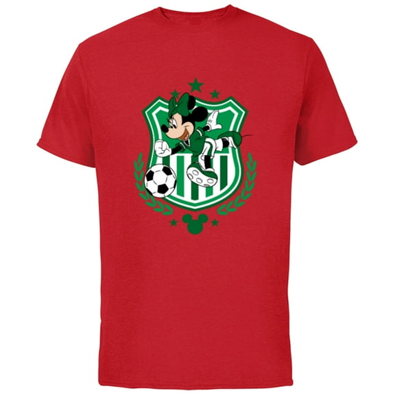 Disney Minnie Mouse Green Team Sports Soccer - Short Sleeve Cotton T-Shirt for Adults - Customized-Red