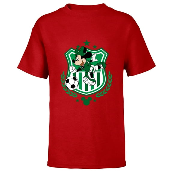 Disney Minnie Mouse Green Team Sports Soccer - Short Sleeve T-Shirt for Kids - Customized-Red