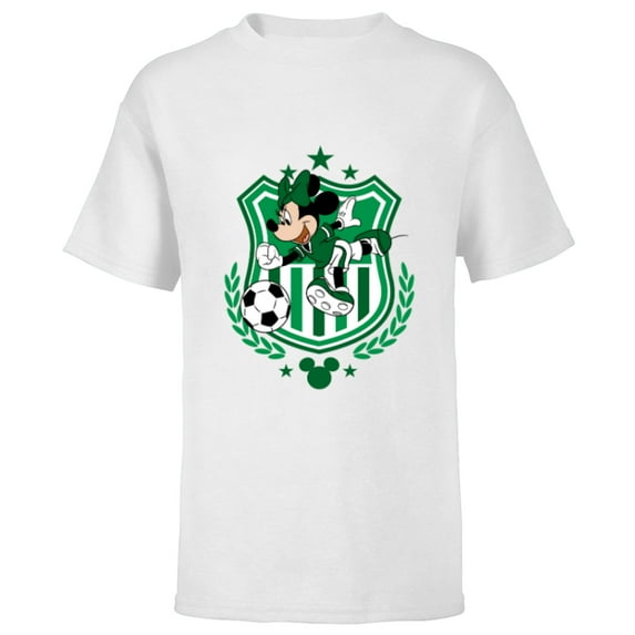 Disney Minnie Mouse Green Team Sports Soccer - Short Sleeve T-Shirt for Kids - Customized-White