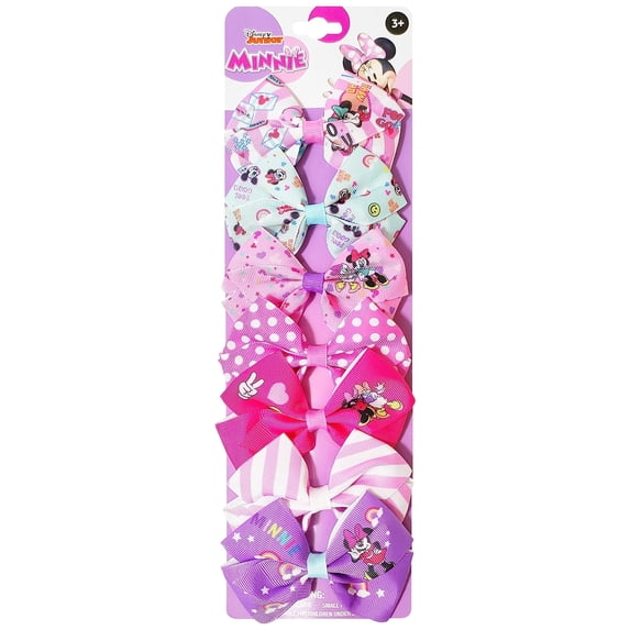 Disney Minnie Mouse Hair Accessories Gift Set - 7 Pcs 4 Inch Bows - Alligator Clips - Ages 3+
