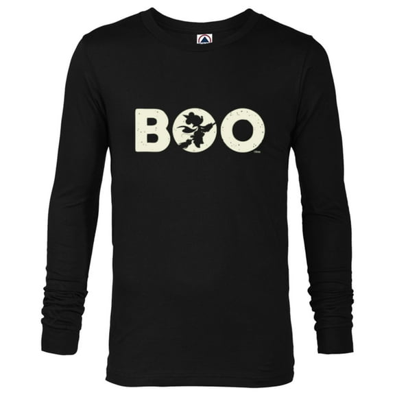 Disney Minnie Mouse Halloween BOO Witch on Broomstick Moon - Long Sleeve T-Shirt for Men - Customized-Black