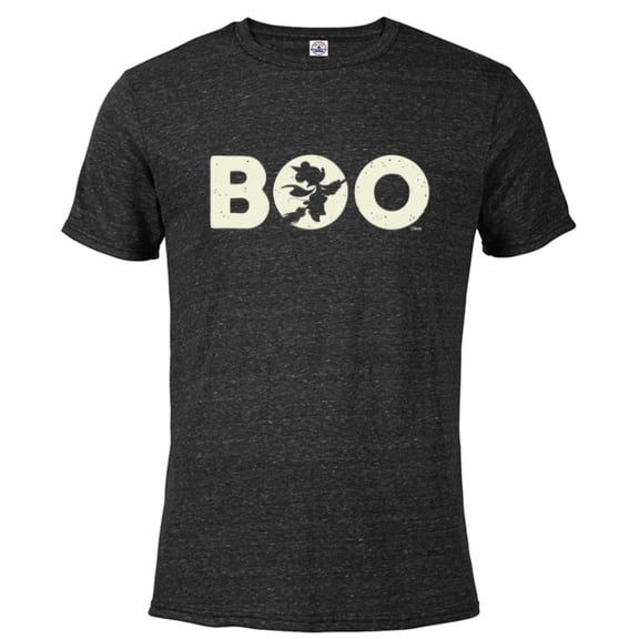 Disney Minnie Mouse Halloween BOO Witch on Broomstick Moon - Short Sleeve Blended T-Shirt for Adults - Customized-Black Snow Heather