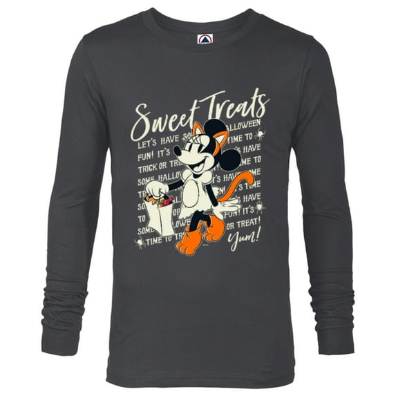 Disney Minnie Mouse Halloween Cat Costume Sweet Treats - Long Sleeve T-Shirt for Men - Customized-Charcoal Heather