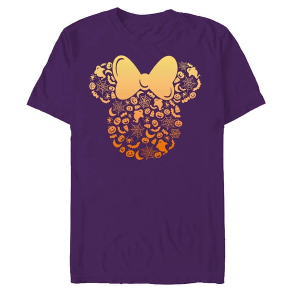 Disney Minnie Mouse Halloween Ghosts & Pumpkins Gradient - Short Sleeve Blended T-Shirt for Adults - Customized-Berry Snow Heather