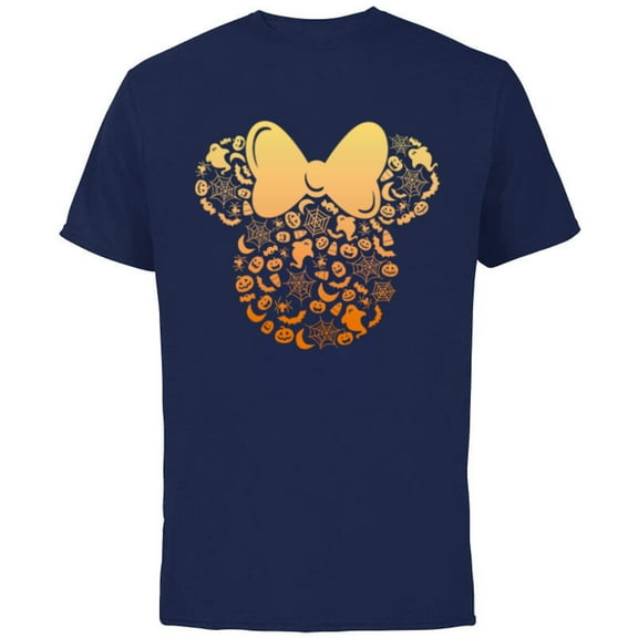 Disney Minnie Mouse Halloween Ghosts & Pumpkins Gradient - Short Sleeve Cotton T-Shirt for Adults - Customized-Navy
