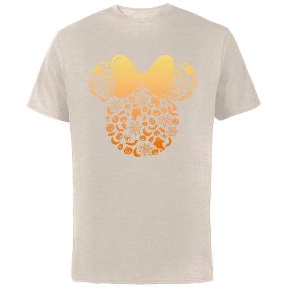 Disney Minnie Mouse Halloween Ghosts & Pumpkins Gradient - Short Sleeve Cotton T-Shirt for Adults - Customized-Natural