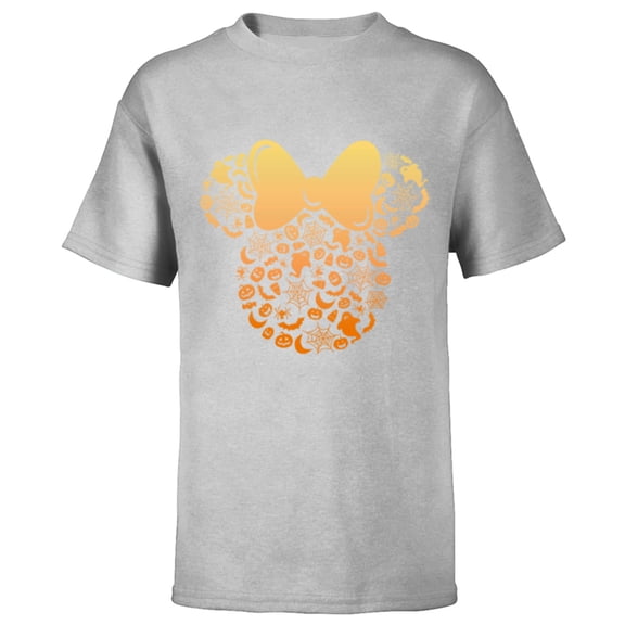 Disney Minnie Mouse Halloween Ghosts & Pumpkins Gradient - Short Sleeve T-Shirt for Kids - Customized-Athletic Heather