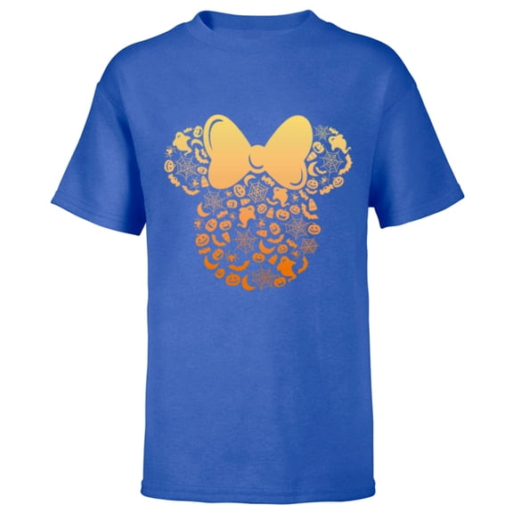 Disney Minnie Mouse Halloween Ghosts & Pumpkins Gradient - Short Sleeve T-Shirt for Kids - Customized-Royal