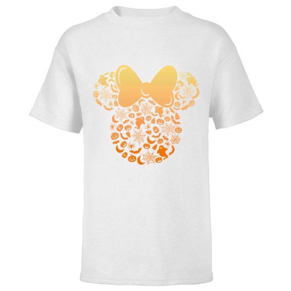 Disney Minnie Mouse Halloween Ghosts & Pumpkins Gradient - Short Sleeve T-Shirt for Kids - Customized-White