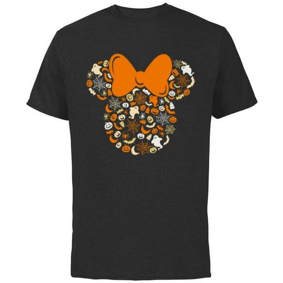 Disney Minnie Mouse Halloween Ghosts Pumpkins Spiders - Short Sleeve Cotton T-Shirt for Adults - Customized-Black