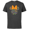 thumbnail image 1 of Disney Minnie Mouse Halloween Head Icon Pumpkins and Candy - Short Sleeve Cotton T-Shirt for Adults - Customized-Charcoal Heather, 1 of 5