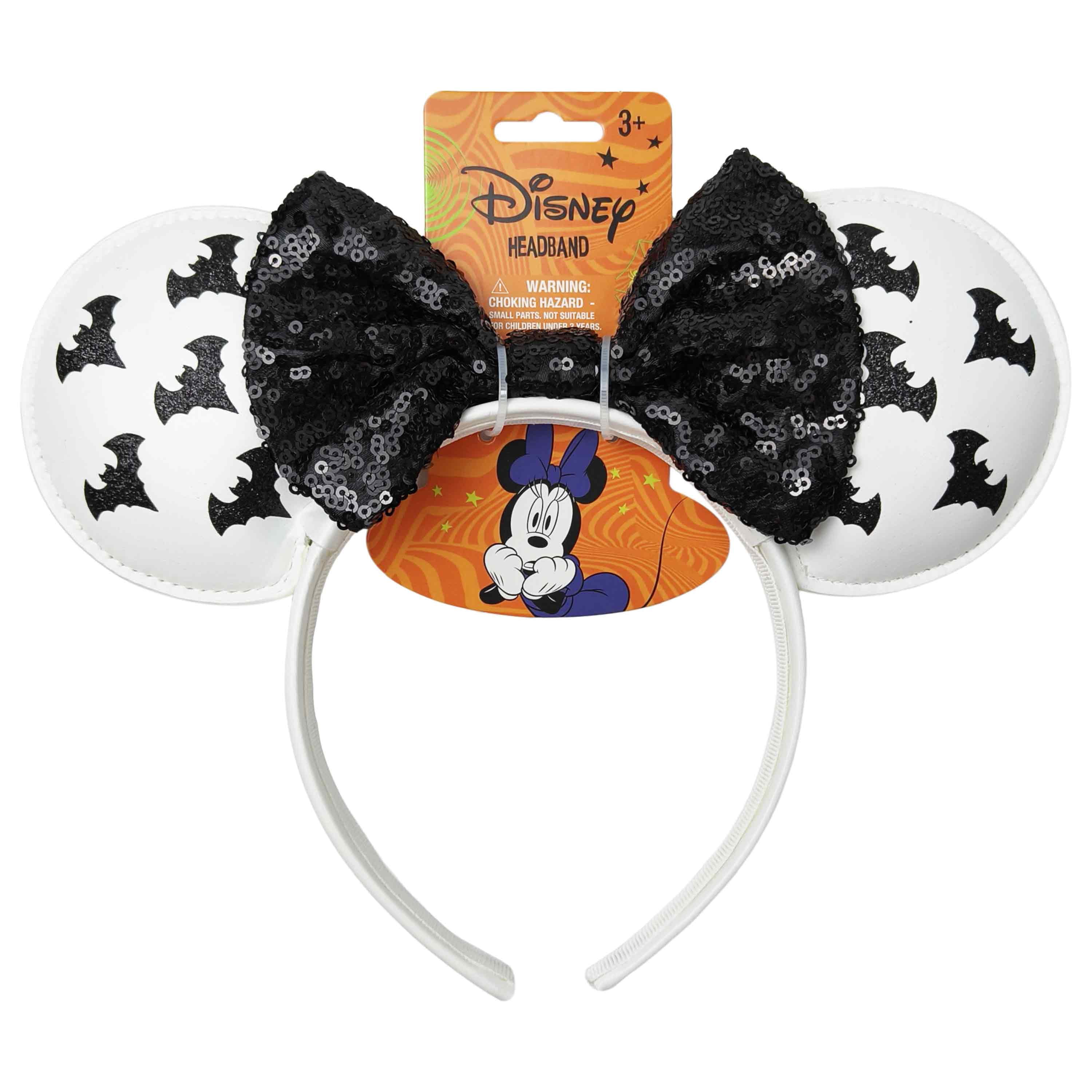 Disney Minnie Mouse Halloween White Faux Leather Bat Ears with Black ...
