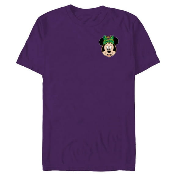 Disney Minnie Mouse Happy Christmas Headband Corner Art - Short Sleeve Blended T-Shirt for Adults - Customized-Purple