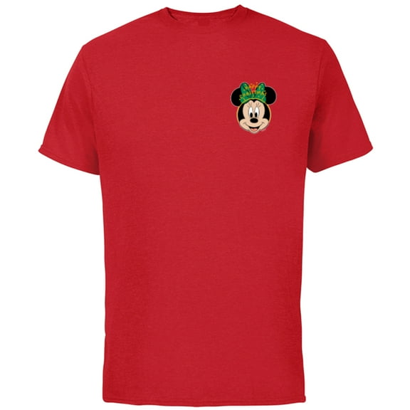 Disney Minnie Mouse Happy Christmas Headband Corner Art - Short Sleeve Cotton T-Shirt for Adults - Customized-Red