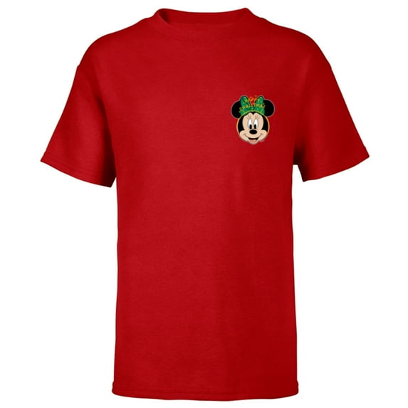 Disney Minnie Mouse Happy Christmas Headband Corner Art - Short Sleeve T-Shirt for Kids - Customized-Red