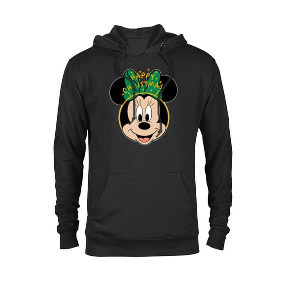 Disney Minnie Mouse Happy Christmas Holiday Headband - Pullover Hoodie for Adults - Customized-Black
