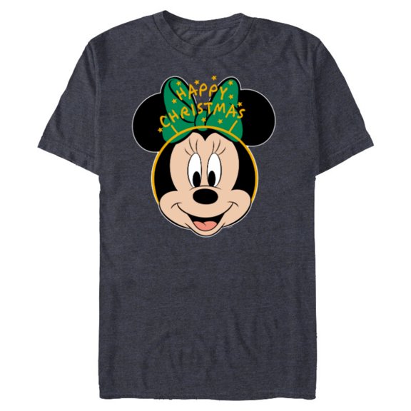 Disney Minnie Mouse Happy Christmas Holiday Headband - Short Sleeve Blended T-Shirt for Adults - Customized-Navy Heather