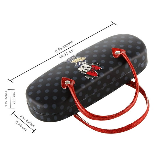 Disney Minnie Mouse Hard Shell Eyeglass Case Clamshell with Handles for Boys Girls Kids Small Frames