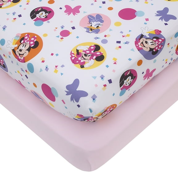 Disney Minnie Mouse Have Fun 2 Piece Toddler Fitted Sheet Set, Pink, Toddler Girl