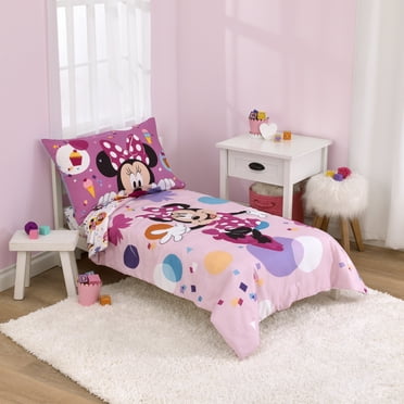 Disney Minnie Mouse Have Fun 3 Piece Toddler Bed Set, Comforter, Sheet, Pillowcase, Pink, Girl