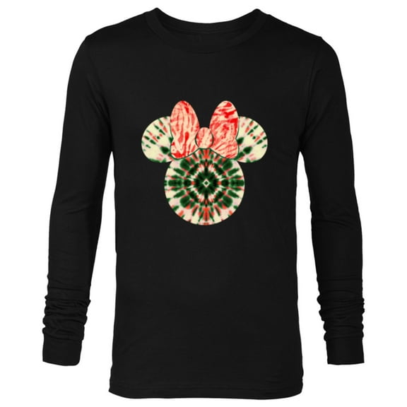 Disney Minnie Mouse Head Christmas Holiday Tie-Dye Retro - Long Sleeve T-Shirt for Men - Customized-Black
