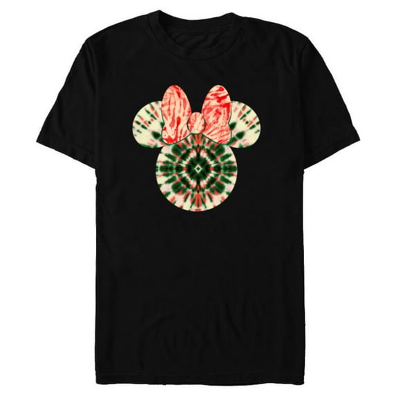 Disney Minnie Mouse Head Christmas Holiday Tie-Dye Retro - Short Sleeve Blended T-Shirt for Adults - Customized-Black