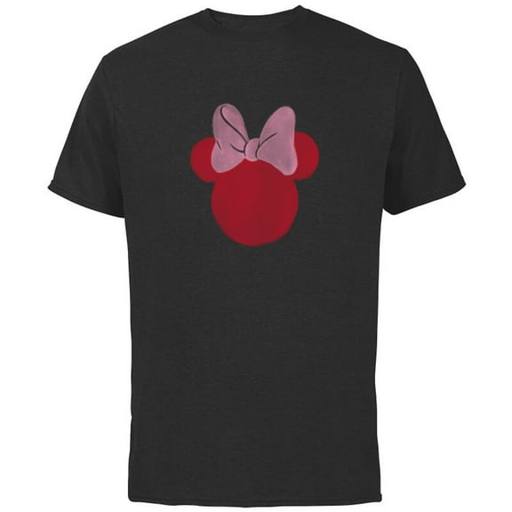 Disney Minnie Mouse Head Ears Bow Distressed Retro Vintage - Short Sleeve Cotton T-Shirt for Adults - Customized-Black