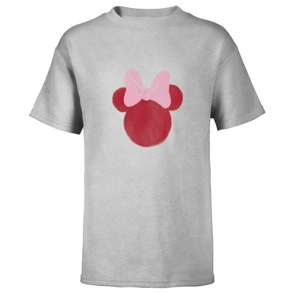 Disney Minnie Mouse Head Ears Bow Distressed Retro Vintage - Short Sleeve T-Shirt for Kids - Customized-Athletic Heather