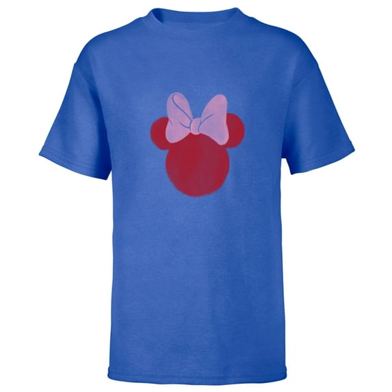 Disney Minnie Mouse Head Ears Bow Distressed Retro Vintage - Short Sleeve T-Shirt for Kids - Customized-Royal