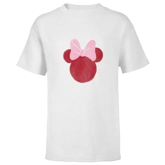 Disney Minnie Mouse Head Ears Bow Distressed Retro Vintage - Short Sleeve T-Shirt for Kids - Customized-White